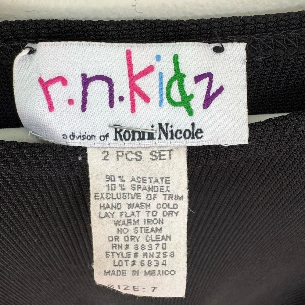 Ronni Nicole Kidz Vintage Black Fringe Black Tank Size 7